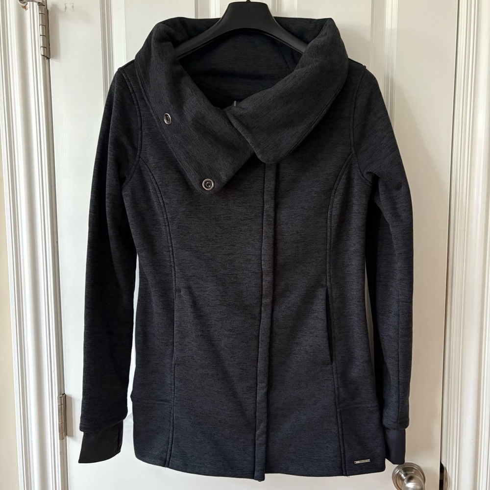 EUC, Mondetta Funnel-Collar Asymmetrical  Zip Front Fleece Jacket Drk Gray, SZ S